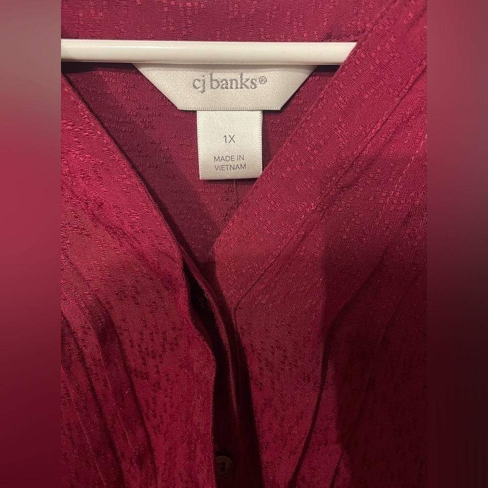 CJ banks long sleeve for women color:red size:1X - Picture 5 of 6